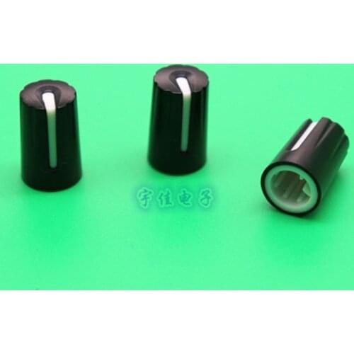 10 Piece 10 * 17mm black and white plastic knob half handle D-shaped inner hole 6mm potentiometer adjustment 90 ° indicator