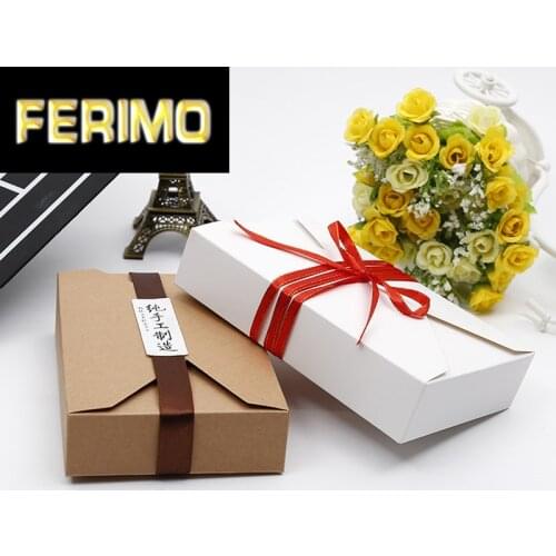 10pcs White Kraft Blank Paper Box Cookies Biscuits Packing Gift Box Packaging Party Birthday Candy Box Wedding Decoration