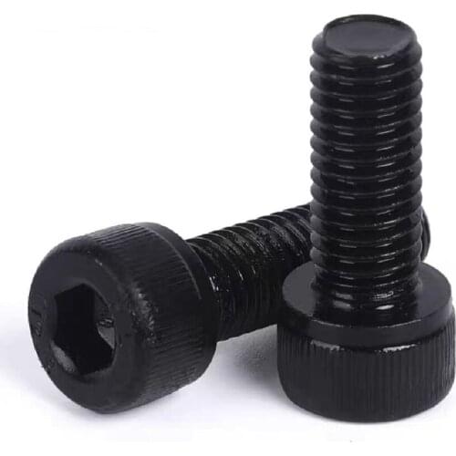 100PCS M2 M2.5 M3 M4 GB70.1 DIN912 12.9 Grade Alloy Steel Allen Hex Socket Cap Head Black Screw Bolt Furniture Fastener
