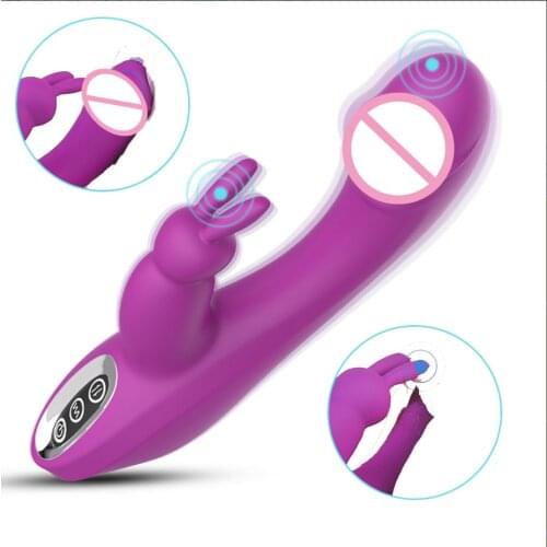2 in 1 Rabbit Vibrator G-spot Dildo Massager Anal Plug Clit Stimulator Fast Orgasm Rechargeable Sex Toys for Women and Couple