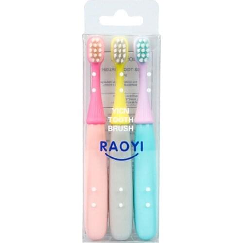 3 Pcs/Set Soft Bristles Cute Children Toothbrushes Cartoon Mushroom Head Teeth Brush Baby Kids Dental Oral Hygiene Care