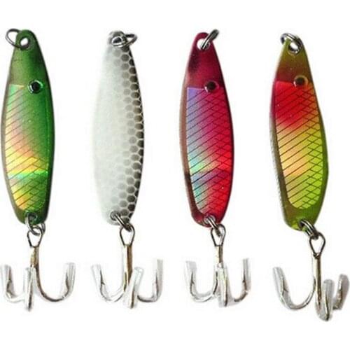 4Pcs Reflective Spoon Bait 5cm 6.5g Metal Fishing Lure Hard Bait Noise Paillette with Treble Hook Fishing Tackle