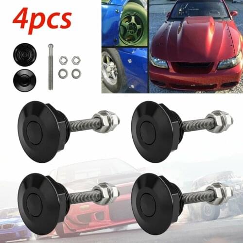 4pcs Universal 32mm/1.25" Push Button Billet Hood Pins Lock Clip Kit Engine Bonnets Lock Aluminum Car Quick Latch