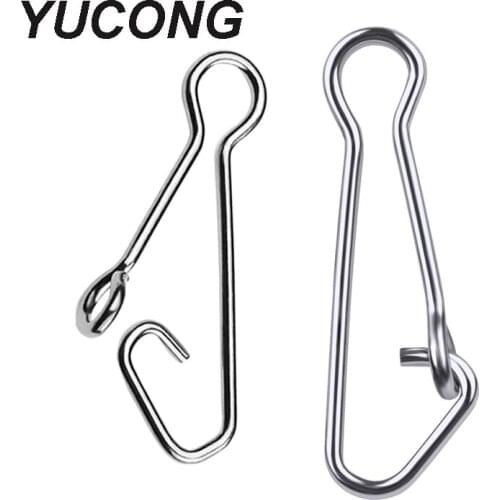 YUCONG 50/100pcs Fishing Connector 0#-6# Stainless Steel Fishing Swivel Snaps Fishhook and Lure Connector Safety Pesca Tackle