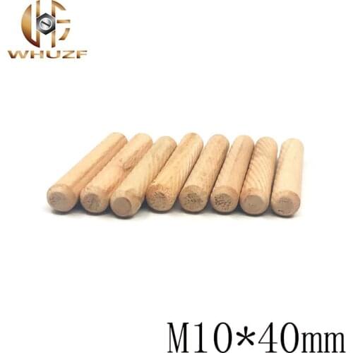 50Pcs M10*40 Twill Hardwood Round Wood Wooden Dowel Pins M10X40 Cabinet Drawer Fluted Craft Rods Furniture Fitting Diameter