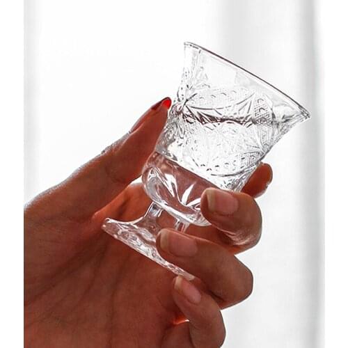 6PCSx40ML Floor standing Coffee Cup Set Mini Goblet Cup Crystal Looking Glass Cup Sweet Presentation Water Liquor Cup