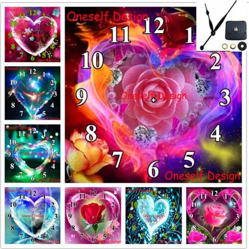 Diy diamond painting full with Mechanical clock heart 5d diamond embroidery full love clock diamond mosaic sale wall sticker