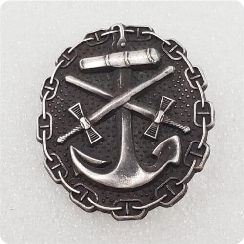 Antique Silver WWII German Naval Wound Badge COPY