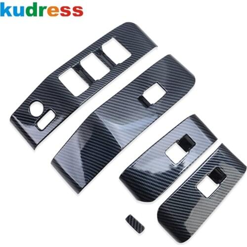 For Toyota Highlander Hybrid 2021 2022 Carbon Fiber Inner Door Window Lift Switch Panel Cover Trim Car Accessories 4pcs LHD