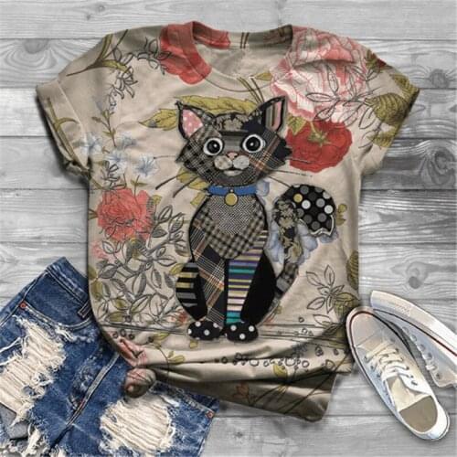 Umeko Cute Y2k Graphic T Shirts Women Summer Short Sleeve Harajuku Tees Top Ladies Animal Lovely Cat Tshirt Alternative Clothing