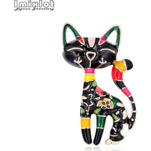 Imixlot 2021 New Enamel Cat Brooches For Women Lovely Little Bear Animal Party Brooch Pins Sweater Coat Accessories Jewelry Gift
