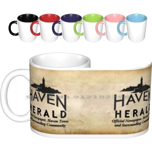 Haven Herald Newsprint Logo Ceramic Mugs Coffee Cups Milk Tea Mug Haven Haven Logo Syfy Scifi Troubled Troubles Haven