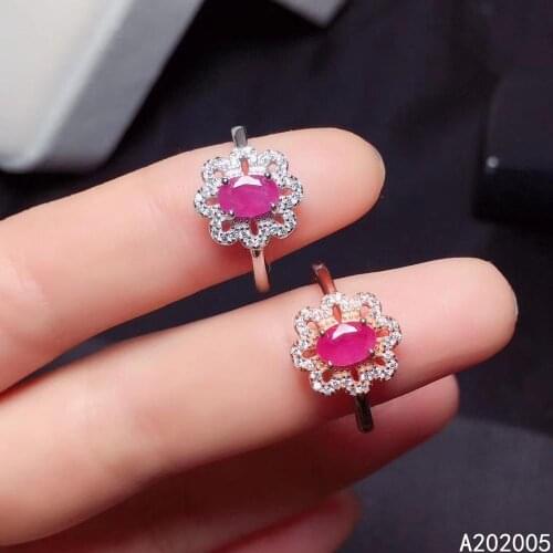 KJJEAXCMY fine jewelry 925 sterling silver inlaid natural adjustable ruby new Female ring luxury Support test popular