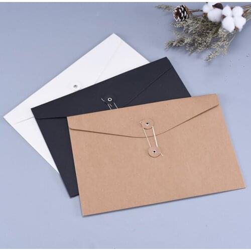 Brown Kraft Paper A5/A4 Document Holder File Storage Bag Pocket Envelope with Storage String Lock Office Supply Pouch SN316