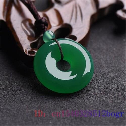 Jade Donuts Pendant Charm Natural Jewelry Necklace Gifts Green White Chalcedony Fashion Women Carved