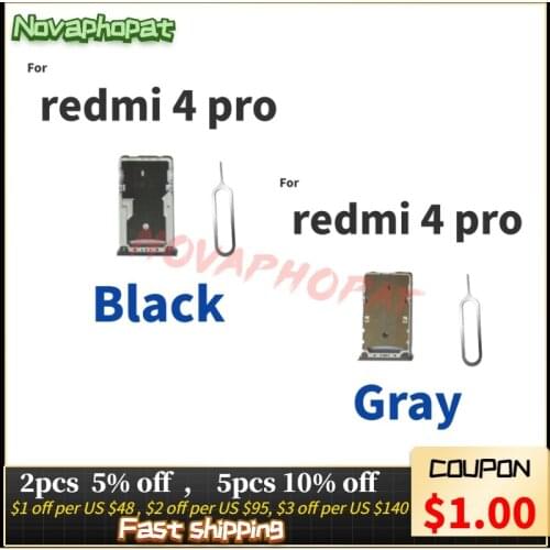 Novaphopat For Xiaomi Redmi 4 Pro SIM Card Tray Holder Micro SD Slot Socket Adapter Replacement + Tracking