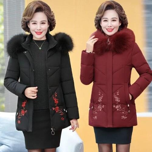 2021 New Womens Parkas Winter Jacket Fur Collar Hooded Female Jacket Down Cotton Jacket Warm Thicken Outerwear Plus Size 5XL
