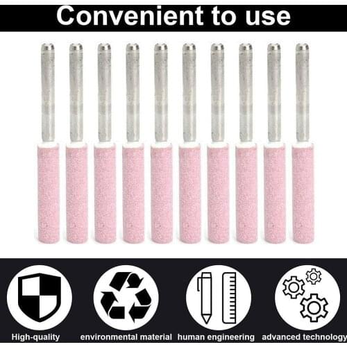 10pcs/set Chain Saw Sharpening Grinding Stone Bits File Rotary Tool 4.8mm Parts Replacement Tools Accessories