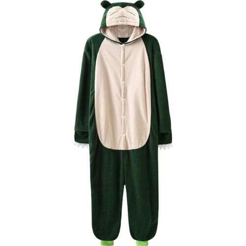 Snorlax Onesie Anime Kigurumis Women Men Couple Pajama Polar Fleece Funny Cute Suit Winter Street Wear Animal Cartoon Overalls