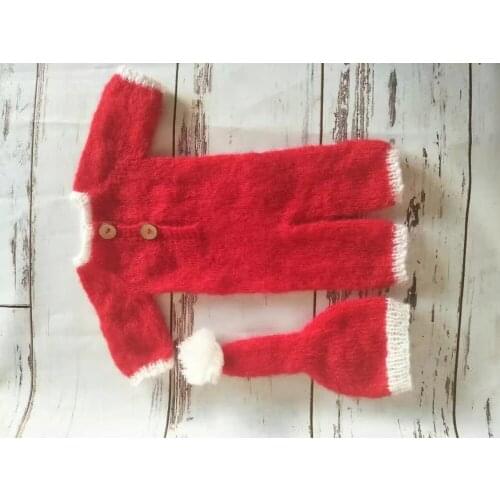 Christmas Photo Prop Set for Newborn Bonnet and Romper Christmas Gift Baby Girl Onesie