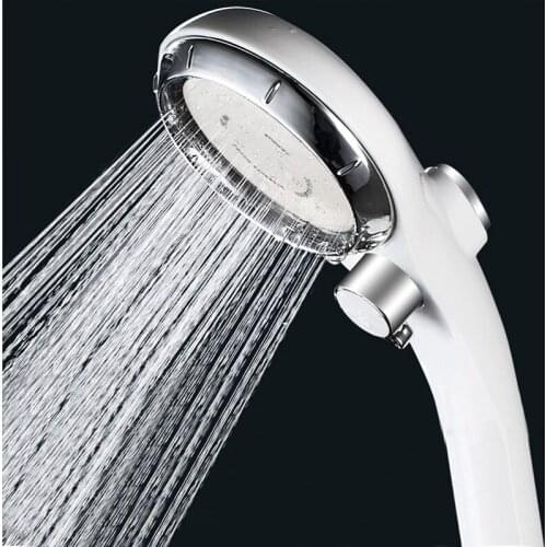 Handheld Shower Head Shower Spray Nozzle Bathroom Water Saving Pressure Stepless Adjustable Button Rotating SPA With Stop Button