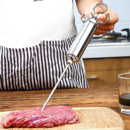 Stainless Steel Marinade Seasoning Syringe Turkey Meat Cooking Syringe Turkey Seasoning Cooking Tool BBQ Tools