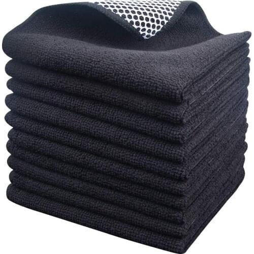 Sinland Household Super Absorbent Microfiber Dish Cloths Kitchen Towel Cleaning Cloths With Poly Scour Side 12Inx12In 10 Pack