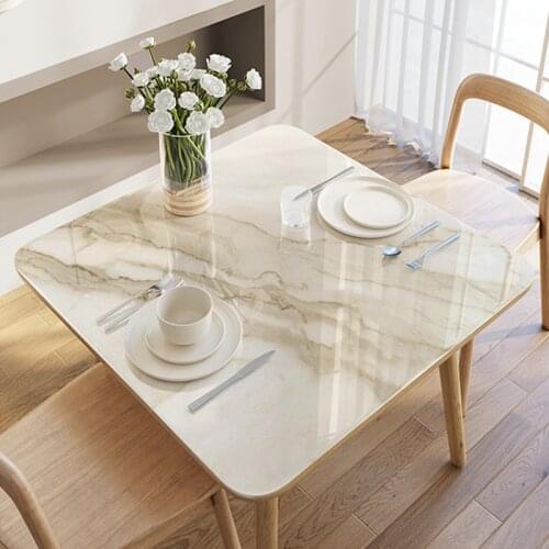 Nordic marble texture tablecloth Waterproof oilproof rectangle heat resistant Table mat custom party table deco protector 1.5mm