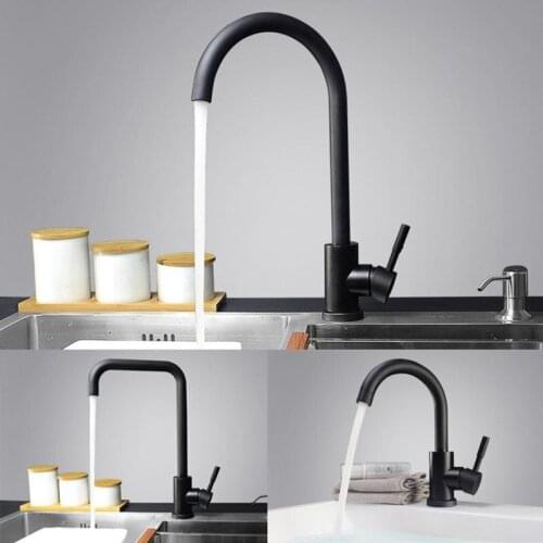 LIUYUE Kitchen Faucets Black Brass 360 Rotate Faucet Deck Mounted Basin Faucet Cold Hot Water Sink Crane Mixer Taps Torneira