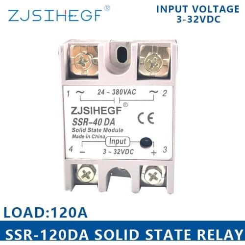 China Factory SSR-120DA Solid State Relay 120A 3-32V DC Input 24-380V AC For Temperaturer Control Solution