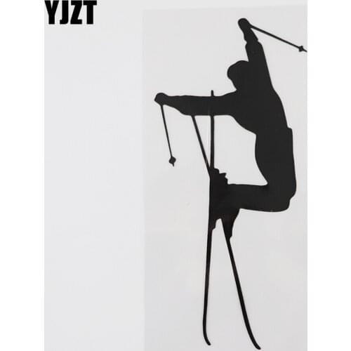 YJZT 8.2CMX17.3CM Cool Aerials Freestyle Skiing Decal Vinyl Car Sticker Black/Silver 8A-1085