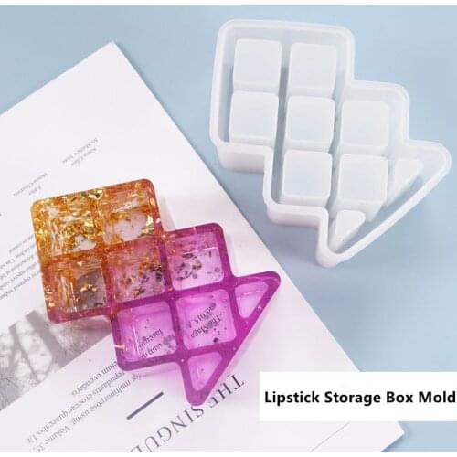 DIY Hand made Crystal Epoxy Resin Mold Pigment Bottle Lipstick Storage Box Glue UV Resin Molds