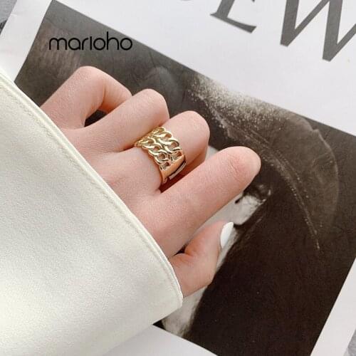 Womens Fashion Metal Round Grid Hollow Finger Ring For Women Gold Silver Color Opening Ring Simple Statement Jewelry Party