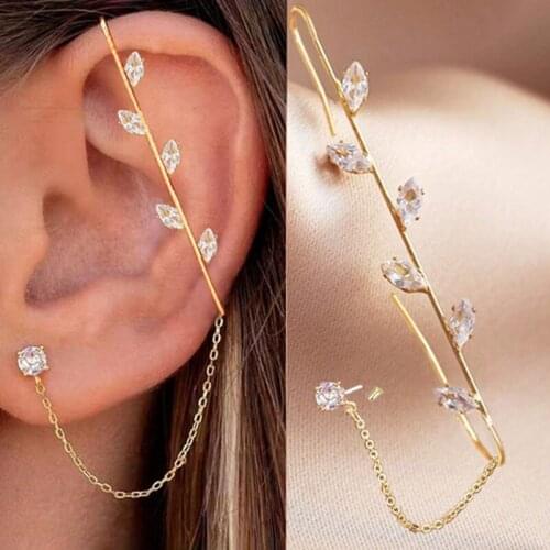 1PC New Wrap Crawler Hook Earrings For Women Ear Needle Pearl Crystal Piercing Stud Earring Fashion Jewelry Gift