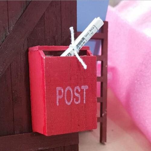 1:12 Dollhouse Miniature Red Retro Mailbox with Newspaper DIY Doll House Accessories