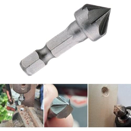 1PC Countersink Drill Bit Chamfer 90 Degree 1/4" Hex Shank Carpentry Woodworking 90 Degree Angle Point Chamfering Cutter