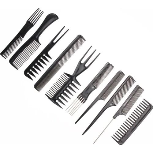 10pcs Professional Hair Combs Kits Salon Barber Comb Brushes Anti-static Hairbrush Hair Care Styling Tools Set kit H201713