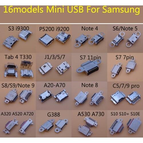 2pcs For Samsung J1 J3 J5 J7 S3 i9300 P5200 S6 edge S7 S8 S9 S10 Note 4 5 8 9 Charging Port Micro USB Jack Socket Connector
