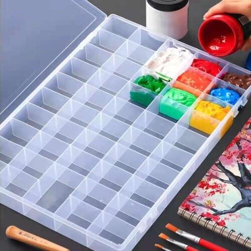 48/36/24 Grids Art Plastic Palette Empty Watercolor Paints Box Flip Cover Palette For Art Gouache Acrylic Painting Art Supplies