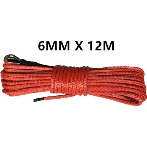 6mm x 12m Free Shipping synthetic winch lines uhmwpe cable plasma rope with sheath car accessories
