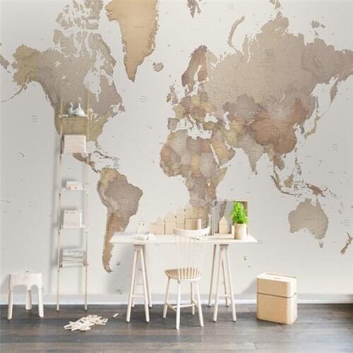 Beibehang custom European minimalist nostalgic world map background papel de parede mural wallpapers for living room decoration