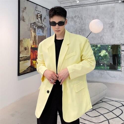 Bright Color Blazer Men Vintage Fashion Loose Casual Suit Jacket Blazers Man Streetwear Party Dress Suit Blazer Coat