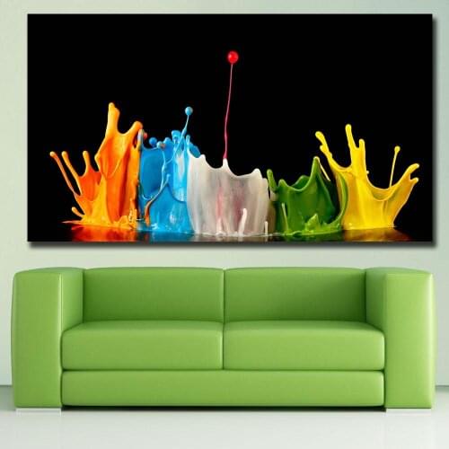 Large Printing Oil Painting Abstract Beautiful Explosion of Colors Wall Art Canvas Print Pictures for Living Room and Bedroom