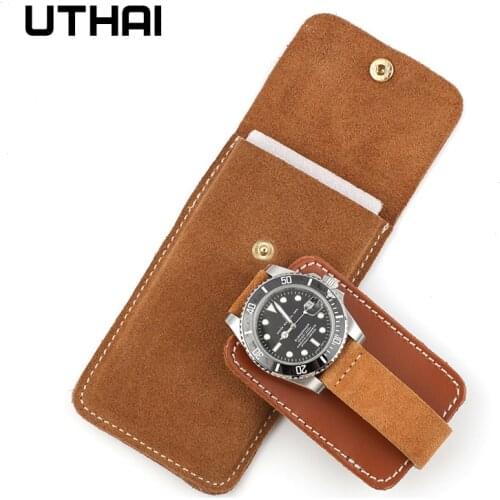 Case for watch genuine leather watch bag watch storage bag protective cover travel convenient and high-end UTHAI U04