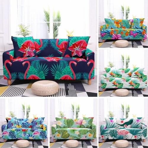Flamingo Sofa Cover For Living Room Stretch Slipcovers Tropical Leaves Elastic Couch Cover Modern Sofa Towel Chair Protector