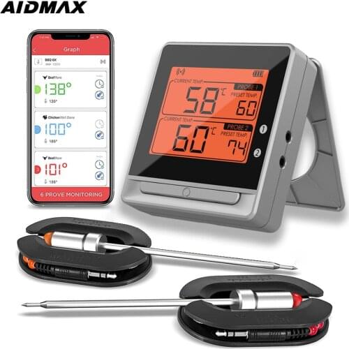 AidMax Mini5 Digital BBQ Thermometer Wireless Kitchen Oven Food Cooking Grill Smoker Meat Thermometer With Probe And Timer