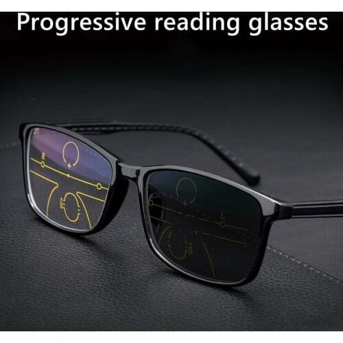 Photochromic Multifocal Reading Glasses Men Progressive Anti Blue Light TR90 Far Near Presbyopia Glasses Full Frame Eyeglasses