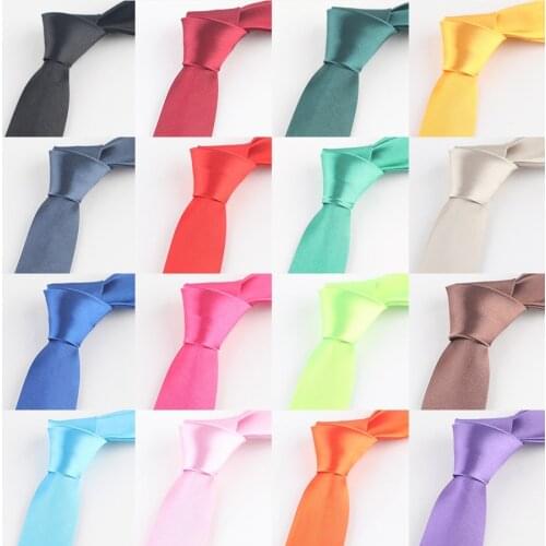 Tie for Men Fashion Slim Tie Solid Color Necktie Polyester Narrow Cravat 5cm Royal Blue Red Black Gold Wedding Party Accessories