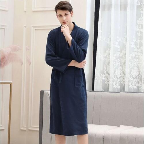 Mens Waffle Robe xxxl Plus Size Bathrobe Men Shower Long Kimono Man Dressing Gown Bath Robes Negligee Soft Terry Bathrobes New