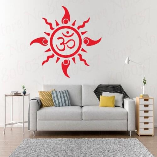 Canvas BubbleOm Wall Decal Hindu Mantra Om Sticker AUM wall decal Aret OM Poster Home Decor Wallpaper WL1712